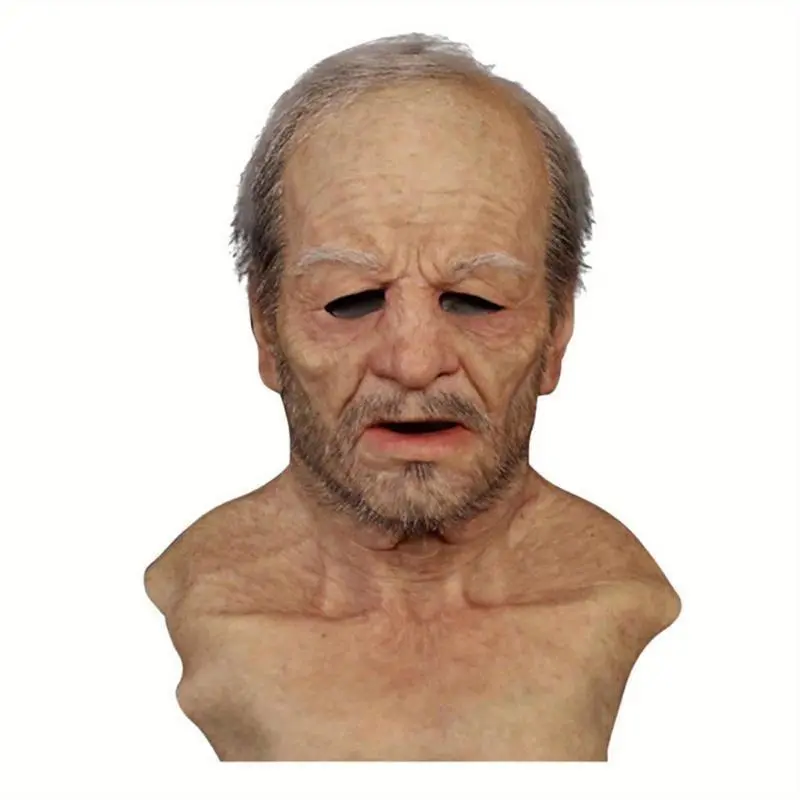 Halloween Funny Mask, Funny Soft Grandpa Adult Full Cover Festival Party Headgear