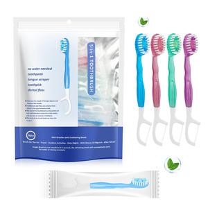 5 in 1 Toothbrush & Floss & Tongue Scraper & Toothpick Set, 26pcs/pack Gentle Daily Soft Nylon Bristles Toothbrush Set, Interdental Brushes, Dental Kit Interdental Brush Teeth Kit, Oral Care Tool for Travel, Business Trip, Interdental Brush