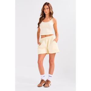Kaiia Embossed Logo Sweat Shorts Lemon