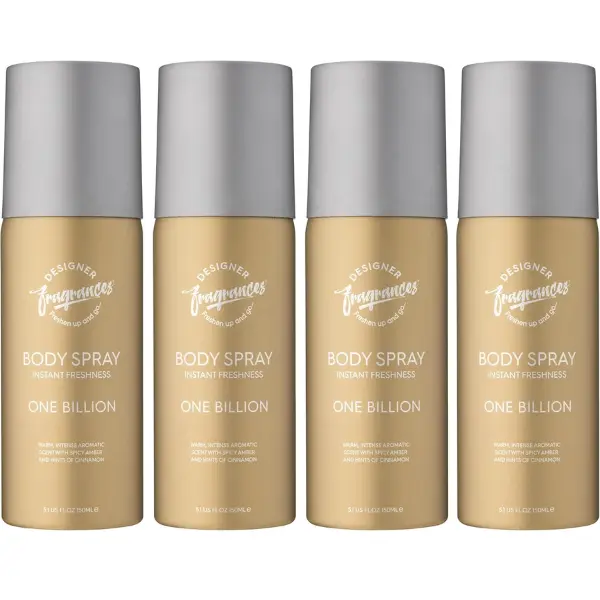 Pack One Billion Men's Body Spray Deodorant Cans - For Instant Freshness on The Go - Long Lasting Smell - Great Male Gift Sets Clear Fragrance