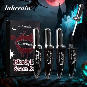 lakerain 4 Counts/set Halloween Theme Limited Edition Lip Stain & Lip Gloss Set, Long-Lasting Waterproof Matte Lip Tint Kit, Creative Knife-Shaped Design, Lip & Cheek Makeup for All Skin Tones, Women's Halloween Vibe Cosmetics Gift Box