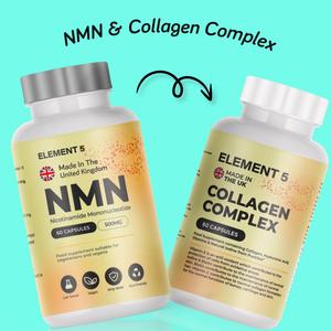 NMN & Collagen Complex Bundle - NMN + Collagen Complex | 60 Capsules x 500mg NMN & 60 x Marine Collagen Complex from Element 5 - 2 Month Supply