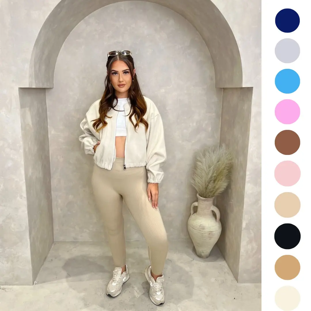 Collarless Zip Up Bomber Jacket With Elasticated Cuff And Hem Fits A Size 6-14