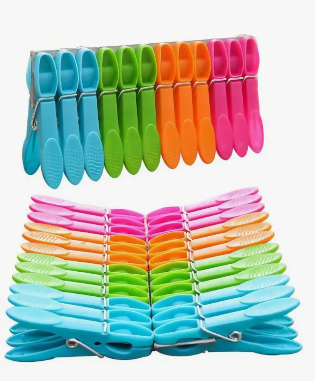 24/48Pcs Per Set 73Mm Colorful Plastic Clothespins And Socks Pegs, Heavy-Duty Clothespins With Springs, Air-Drying Clothespins Set