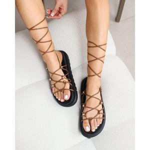 Billie Tan Rope Tie Up Sandals