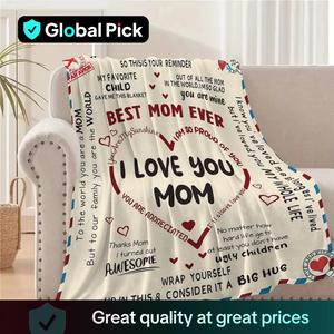 Letter To Mom Pattern Inspirational Soft Fleece Blanket, 1/2/3 Counts Soft Comfortable Warm Throw, Air-conditioned Room Warm Nap Blanket for Home Office Travel, Bedroom Accessories, Heartfelt Gift Blanket, Cute Bedroom Decor