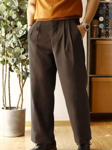 Men's Solid Color Pants without Belt, Loose Casual Comfy Straight Leg Slim Fit Aesthetic Trousers for Work Office Business, Men's Bottoms for All Seasons, Relaxed Pants, Formal Menswear