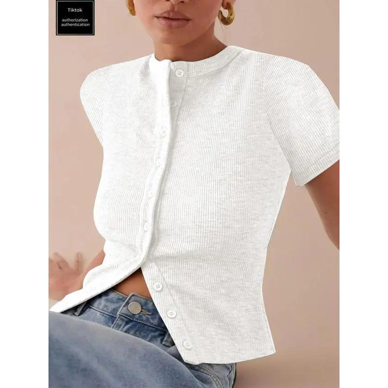 【50% OFF】Women's Short Sleeve Cardigan, Casual Button Front Knitwear for Daily Wear, Ladies Clothes for All Seasons