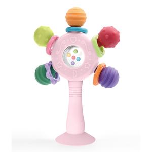 Baby Teether Rattles Toy, 1 Count Baby Teething Toy with Suction Cup, Cute Baby Sensory Toy, Early Education Sound Toy, Birthday Gift for Boys & Girls, Baby Play Essentials, Infant Teething Relief Set, Pacifier