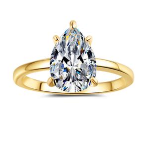 S925 Sterling Silver Water Drop Pear Shape Ring Synthetic Moissanite Ring 2 Carat-468(20%)