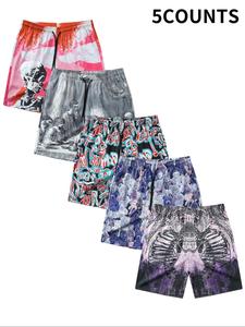 Men's Stylish Printed Drawstring Waist Shorts, Regular Fit Casual Comfortable Breathable Fashionable Pocket Shorts, Men's All-Match Bottoms for Summer