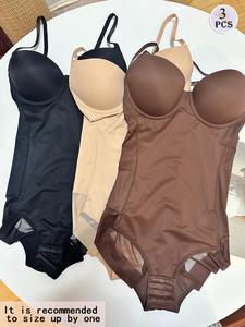 Women's Shapewear Bodysuit with Built-In Bra, Button Front Abdominal Control, Tight-Fitting Undergarment for Women