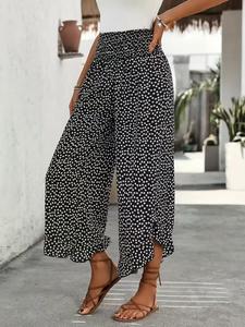 Women's Ditsy Floral Print Wide Leg Pants, Casual Comfy Soft Breathable Trousers for Summer, Women's Clothes for Daily Wear