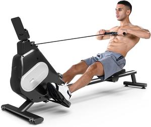 Rowing Machine, Magnetic Rower Machine for Home, 16 Levels of Quiet Resistance, Dual Slide Rail with Max 240LBS/110KG Weight Capacity