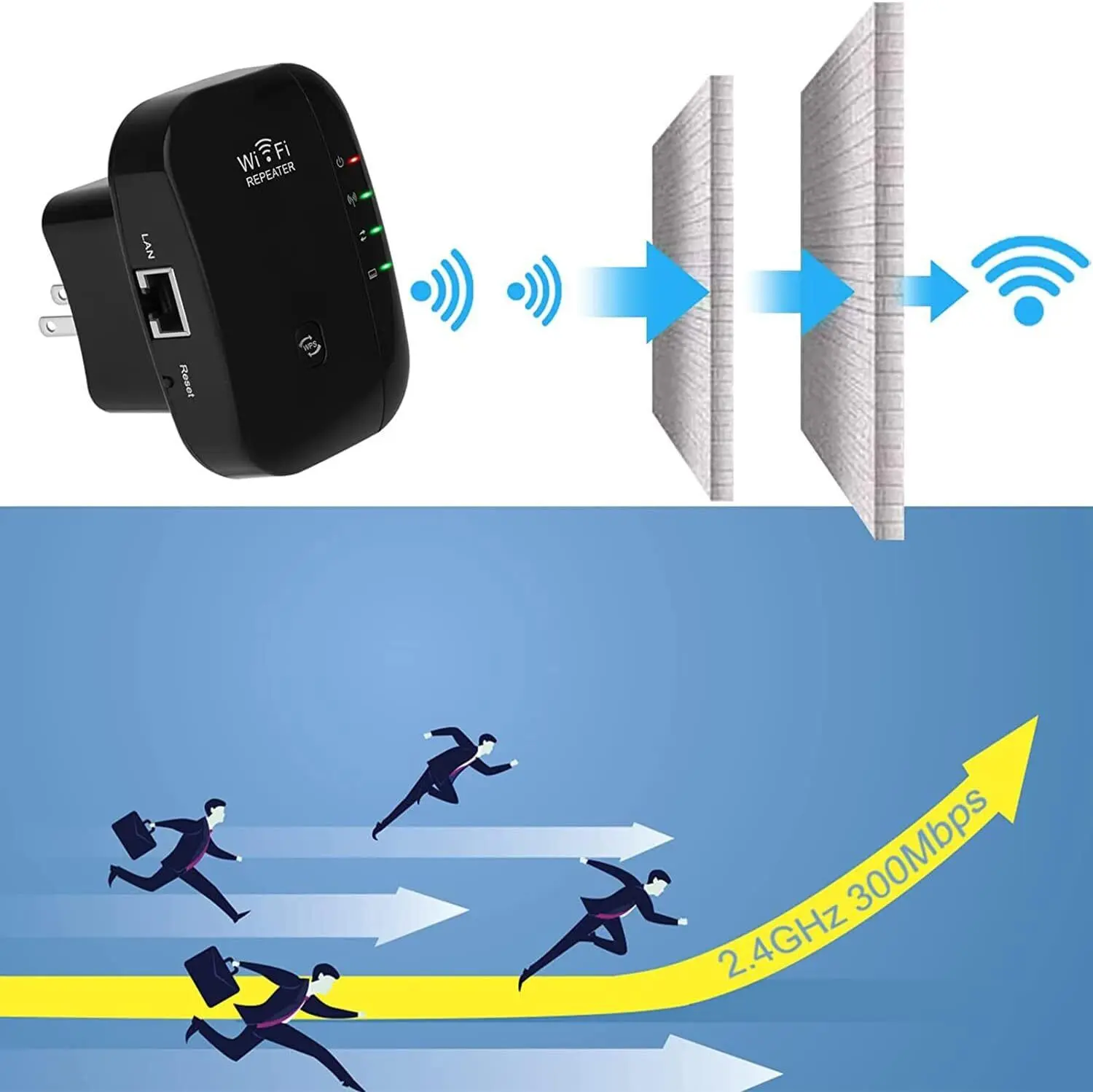 WiFi Signal Extender Range Repeater Booster Internet Amplifier 300Mbps ...