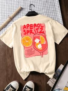 Women’s Spritz Trend Aperol Cocktail Graphic T-Shirt Round Neck | Orange Slice Print | SpringFashion2026 Casual Comfortable Polyester Top | Party Streetwear