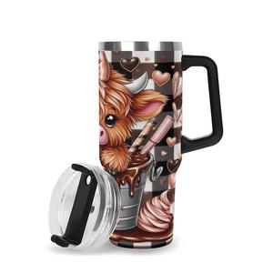 40oz Stainless Steel Tumbler, 1 Count Cute Highland Cow Pattern Insulated Water Bottle, Travel Accessories, Stainless Steel Thermos, Portable Drinking Cup for Home Office School, Gift for Him, Summer Cool Bottle, Drinkware, Vacuum Insulated Tumbler
