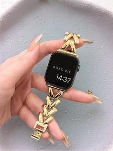 Fashionable Herringbone Design Golden Watch Band, Wearable Metal Smartwatch Strap Suitable for Series Ultra Se 9/8/7/6/5/4/3/2/1, Watch Accessories Compatible with Apple Watch, Girlfriend Gifts, Smart Watch Straps