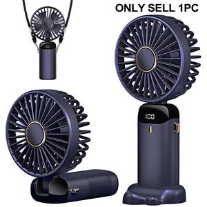 Portable Handheld Fan, 1 Count USB Rechargeable 5-speed Foldable Fan with LED Display, 3-in-1 (Handheld/Neck/Desk) Personal Fan, Ideal Makeup Fan for Women
