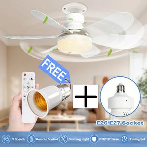 40W LED Ceiling Fan Light 20.5in with Remote – E27 Screw Socket + (FREE B22 Converter) | Quiet Fan for Bedroom, Kitchen, Garage UK