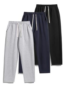 Men's Thermal Lined Loose Pants with Drawstring Waist, Casual Loose Baggy Relaxed Fit Sweatpants for Fall & Winter, Casual Streetwear Pants, Men's Bottoms