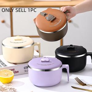 Stainless Steel Noodle Bowl with Lid, 1 Count Large Capacity Instant Noodle Bowl, Portable Double Use Bowl for Home Kitchen Dormitory Office