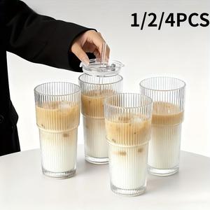 Glass Coffee Cup With Lid, Capacity 18.6 Ounces To 20.29 Ounces, A Multifunctional Clear Glass Cup Suitable For Home, Office, And Travel, Can Be Used As A Coffee Cup, Tea Cup, Whiskey Glass, Or Milk Cup, Drinkware, To Go Coffee Cups With Lids