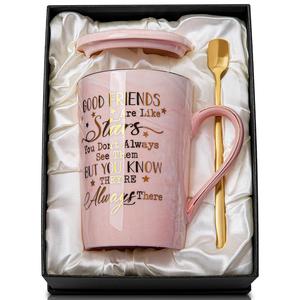 Biching Best Friends Gift Ideas, Birthday Gifts Ideas for Women, Surprise Gifts for Girls Besties,Sister,Ceramic Marble Coffee Mug Gifts Box Printed Gold 14oz Pink Drinkware Cup
