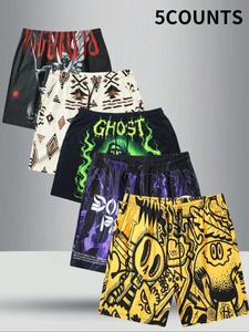 Men's Regular Fit All Over Print Shorts, Casual Comfy Breathable Shorts for Daily Wear, Mens Shorts for Summer