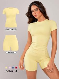 2 Piece Women's Casual Sleepwear Set, Soft Stretch Short Sleeve T-Shirt and Shorts, Comfortable Loungewear for Travel and Home