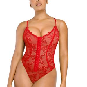 Shapellx Lace Glamour Thong Hourglass Sleeveless Skinny Slim Bodysuit