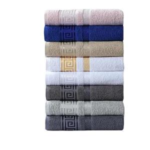 100% Egyptian Cotton Towel Set | Spring Summer Luxury Quick-Dry Towels | Face, Hand & Bath Sheet Set with Greek Border Design (Gold & Silver)