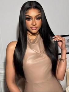 26 Inch Long Straight Wigs for Women, Gorgeous Fluffy Wigs with Bangs, Human Hair Wigs for Party, Daily Use