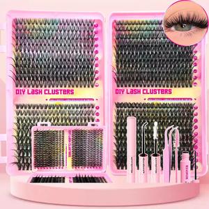 30D+40D+50D+60D DIY Eyelash Extension Kit, Natural Look Mixed Fake Lashes, Eyelash Set, Dense Look Faux Eyelash Clusters for Different Make-up Styles, Suitable for Girls DIY at Home
