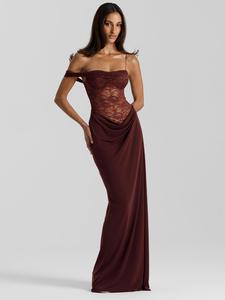 Women's Sexy Slim-Fit Lace Spaghetti Strap Dress, Summer & Fall Fashion, Thin Fabric Patchwork Design, Perfect for Casual Wear