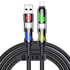 240W 4 in 1 USB C Cable, USB Charging Cable, Fast Charging & Data Sync Silicone Multi Charging Cable for iPhone iPad Samsung Laptop Multi Device Charging, 4FT Android Adapter