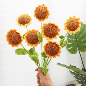 7pcs Crochet Sunflower for Anniversary Graduation Perfect for Table Decor(without vase)