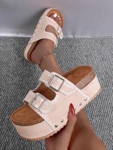 Women's Fashionable Colorblock Patchwork Design Slides, Casual Comfortable Double Band Design Slides for Beach, Non-slip Slides for Indoor & Outdoor Wear, Sandal