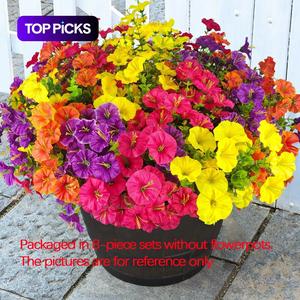 Artificial Fake Flowers Plants for Outdoor Outside Spring Summer Decoration, Colorful Morning Glory UV Sun Resistant Realistic Faux Flower for Planter, Fruit