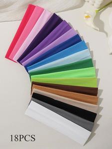 Solid Color Hair Band (18pcs), Sporty Elastic Hair Band, Hair Accessories for Women & Girls, Minimalist Headwear Suitable for Sports Outdoors Yoga Thick Hair