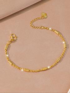 Fashionable Chain Design Bracelet, Bamboo Joint Tennis Bracelet Jewelry, 24k Gold Plated Women's Gift, Perfect for Girlfriend, Friends, Valentine's Day