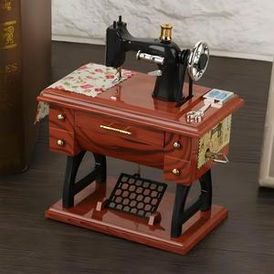 Retro Sewing Machine Design Music Box, Decorative Vintage Sewing Machine Music Box, Home Decor Ornament, Gift for Family, Decoration Items, Bedroom Decorating, Room Decor