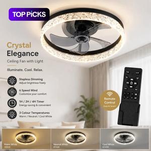 Modern Minimalist Ceiling Fan Light, LED Lighting Fan, Variable Speed Quiet Operation, Remote Control Included, 6 Wind Speeds, Three Color Changing Modes #TOP PICKS
