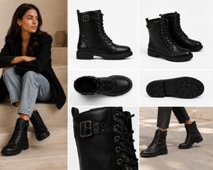 Luna Chix Military Combat Ankle Boot Black Matt Women Footwear Comfort Girl Walking Shoes Winter Shoe Classic Zip Buckle