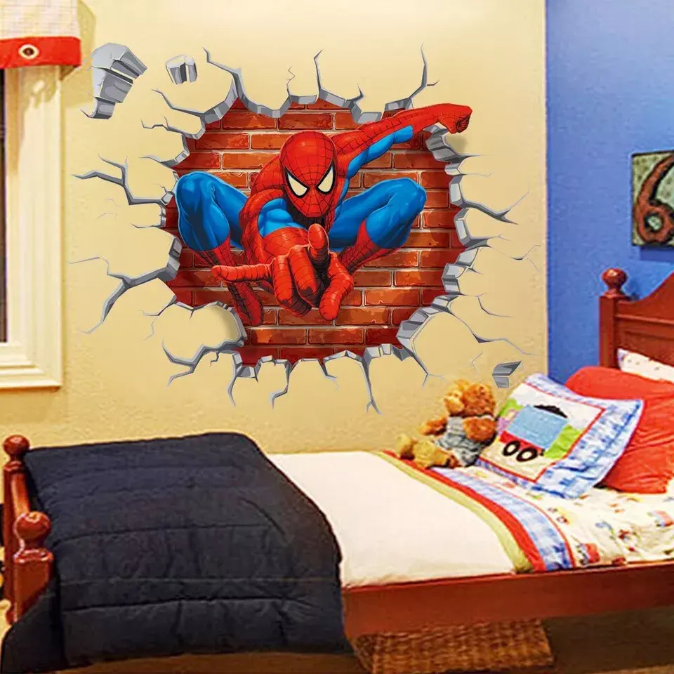 3D Spider-man Wall Stickers Kids Nursery Boys Bedroom Decor Vinyl Decals