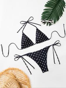 Women's Polka Dot Print Bikini Set, Casual Fashion Chic Swimsuit Set, Ladies Swimwear for Beach Holiday Vacation