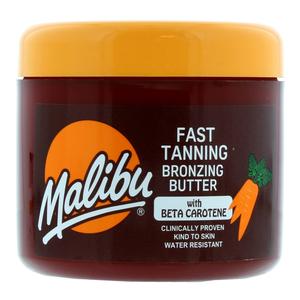 Malibu Fast Tanning Sun Bronzing Body Butter with Beta Carotene & Coconut Scent, 300ml Moisturizer Comfort – Deep Tan Accelerator, Water-Resistant