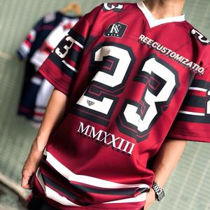 NFL Red Jersey Quick Dry Sweat Shirt, Men's Summer Street Style, Short Sleeve, Available in Sizes S-5XL, Free Customized Name/Number/Logo, 23