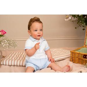 Blue Collared Waffle Romper