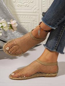Women's Casual Round Toe Ballet Flats, Breathable Mesh Low Top Shoes, Spring & Fall Textile Upper, Comfortable Rubber Sole